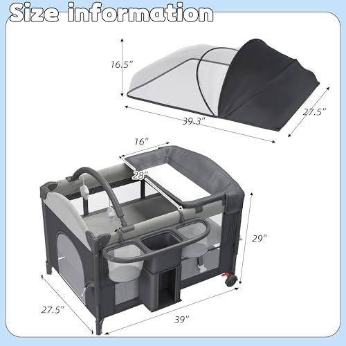 HOMMOW 5-in-1 Baby Bassinet Bedside Sleeper with Swing Tube Converts to Cradle