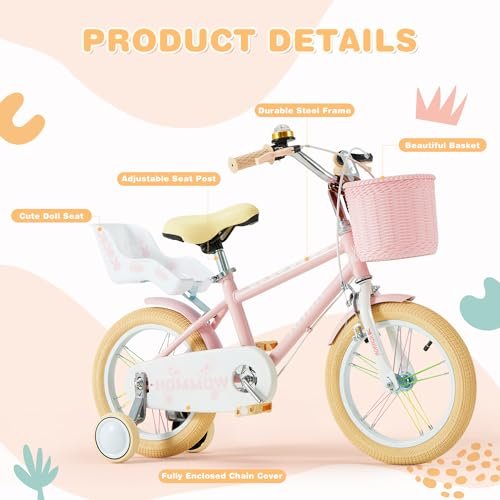 HOMMOW Kids Bike for Girls Boys Ages 3-12 Years
